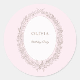 ボンジュールベフランスのパティスリー誕生日パーティーピンク ラウンドシール