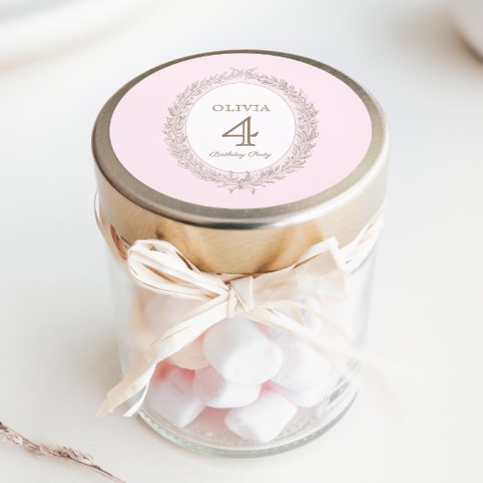 ボンジュールベフランスのパティスリー誕生日パーティーピンク ラウンドシール