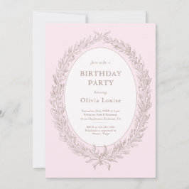 ボンジュールベフランスのパティスリー誕生日パーティーピンク 招待状