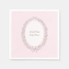 ボンジュールベフランスのパティスリー赤ちゃんシャワーピンク スタンダードカクテルナプキン