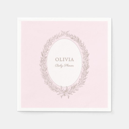 ボンジュールベフランスのパティスリー赤ちゃんシャワーピンク スタンダードカクテルナプキン (正面)