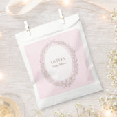 ボンジュールベフランスのパティスリー赤ちゃんシャワーピンク フェイバーバッグ (クリップ留めされた状態)