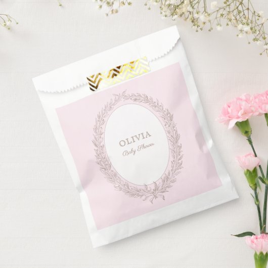 ボンジュールベフランスのパティスリー赤ちゃんシャワーピンク フェイバーバッグ (封をした状態)