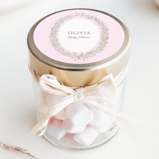 ボンジュールベフランスのパティスリー赤ちゃんシャワーピンク ラウンドシール