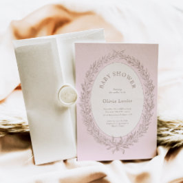 ボンジュールベフランスのパティスリー赤ちゃんシャワーピンク 招待状