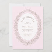 ボンジュールベフランスのパティスリー赤ちゃんシャワーピンク 招待状 (正面)