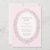 ボンジュールベフランスのパティスリー赤ちゃんシャワーピンク 招待状 (正面)