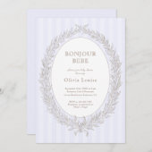 ボンジュールベフランスのパティスリー赤ちゃんシャワー薄紫 招待状 (正面/裏面)