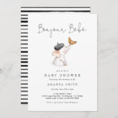 ボンジュールベフランスのパリエレファントベビシャワーInv 招待状 (正面/裏面)