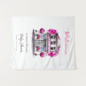 ボンジュールベフランスのパリピンクブラックベビーシャワー タペストリー (正面(横))