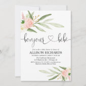 ボンジュールベフランスのパリフローラガールベビーシャワー 招待状 (正面)