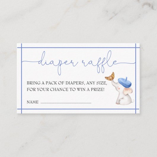 ボンジュールベフランスのブブルーボーイオムツラッフル エンクロージャーカード (正面)