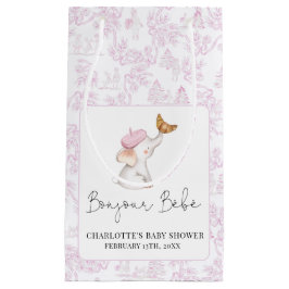 ボンジュールベフランスのブロマンチック女の子ベビシャワー スモールペーパーバッグ