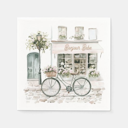 ボンジュールベフランスのベビーシャワー スタンダードカクテルナプキン (正面)