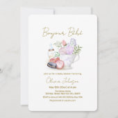 ボンジュールベフランスのベマカロンミルクティベイビーシャワー 招待状 (正面)