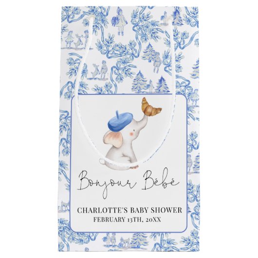 ボンジュールベフランスのロマン女子赤ちゃんシャワーSma スモールペーパーバッグ (正面)