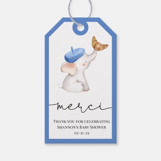 ボンジュールベフランスのロマン少女ベビーシャワーGIF ギフトタグ (正面)