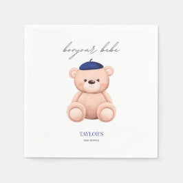 ボンジュールベフランスのーウォーターカラーベビーベイビーシャワー スタンダードカクテルナプキン