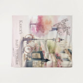 ボンジュールベフランスのーカフェベビーシャワー背景 タペストリー (正面(横))