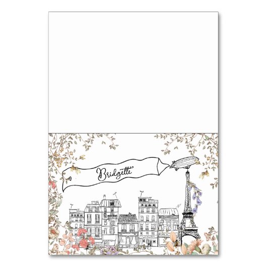 ボンジュールベフランスのージェンダー赤ちゃんシャワー座席表 テーブルナンバー (正面)