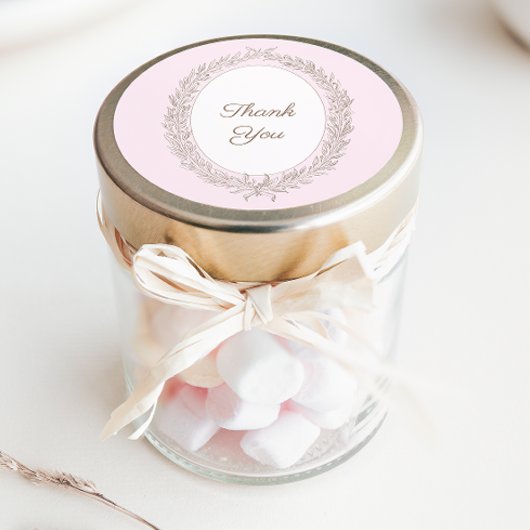 ボンジュールベフランスのーパティスリーありがとうピンク ラウンドシール