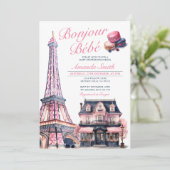 ボンジュールベフランスのーパリジャンカフェベビースシャワー 招待状 (スタンド正面)