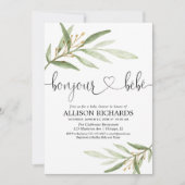 ボンジュールベフランスのー緑の金ゴールド男女兼用 招待状 (正面)
