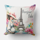 ボンジュールベフローラエッフェルタワーパリベビーシャワー クッション (正面)