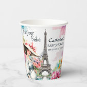 ボンジュールベフローラエッフェルタワーパリベビーシャワー 紙コップ (裏面)