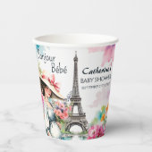 ボンジュールベフローラエッフェルタワーパリベビーシャワー 紙コップ (正面)