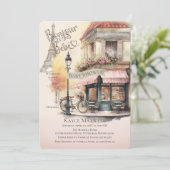 ボンジュールベブパリフランスフランスのカフェベビーシャワー 招待状 (スタンド正面)