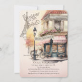 ボンジュールベブパリフランスフランスのカフェベビーシャワー 招待状 (正面)