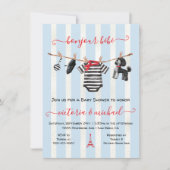 ボンジュールベベパリスボーイクロセスラインベビーシャワー 招待状 (正面)