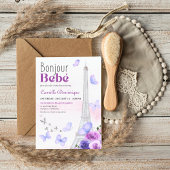 ボンジュールベベフランスのエッフェルラベンダー蝶 招待状