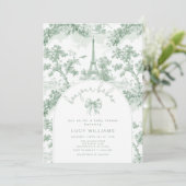 ボンジュールベベブトイルツインズグリーンフランスのベビーシャワー 招待状 (スタンド正面)