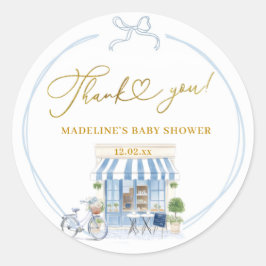 ボンジュールベベベパリサンカフェサンキューステッカー ラウンドシール