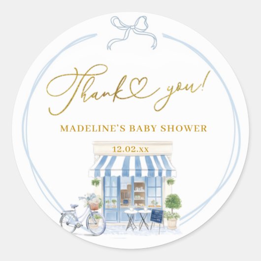 ボンジュールベベベパリサンカフェサンキューステッカー ラウンドシール (正面)