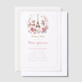 ボンジュールベベベパリジャンシック赤ちゃんシャワー ベラム紙招待状 (オフセット)