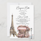 ボンジュールベベベパリジャンフランスのパリベビーシャワー 招待状 (正面)