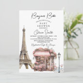 ボンジュールベベベパリジャンフランスのパリベビーシャワー 招待状 (スタンド正面)