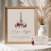 ボンジュールベベベビーブシャワーおむつラッフルサイン ポスター