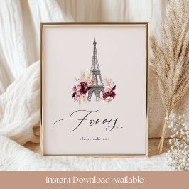 ボンジュールベベベビーブシャワーお気に入りテーブルサイン ポスター