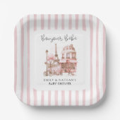 ボンジュールベベベベパリカフェスクリプトベビシャワー ペーパープレート (正面)