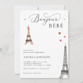 ボンジュールベベベベパリシ男女兼用ックベビーシャワー 招待状 (正面)