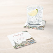 ボンジュールベベベベパリベフランスのビーシャワー スクエアペーパーコースター (インサイチュ)