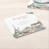 ボンジュールベベベベパリベフランスのビーシャワー スクエアペーパーコースター (アングル)