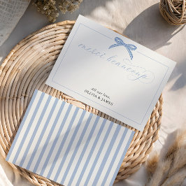 ボンジュールベベベーブブルーパリエッフェルタワーベビーシャワー サンキューカード