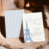 ボンジュールベベベーブブルーパリエッフェルタワーベビーシャワー 招待状