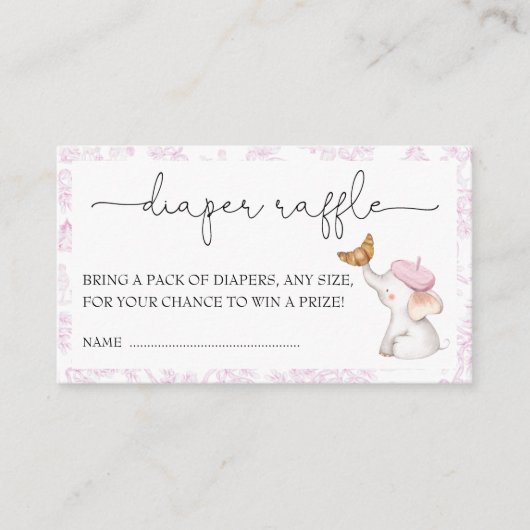 ボンジュールベロマンチックフランスのガールおむつラッフル エンクロージャーカード (正面)