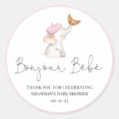 ボンジュールベロマンフランスのティムガールベビーシャワークラス ラウンドシール (正面)